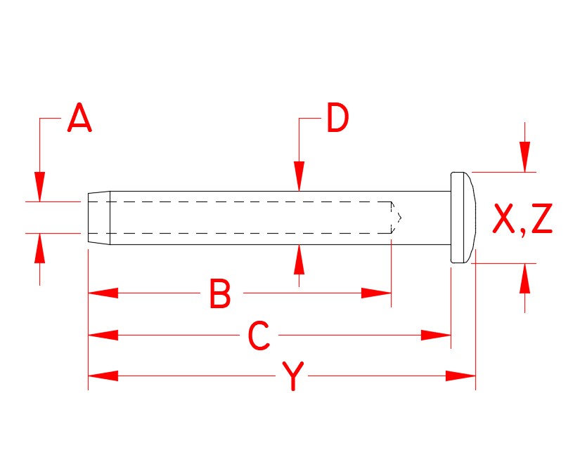 Stainless Steel Swage Domehead, S0738-0003, S0738-0004, S0738-0005, S0738-0007, Line Drawing